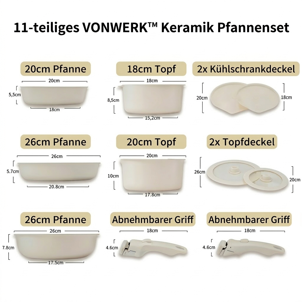 VONWERK™ Keramik-Pfannenset (11-teilig) | Das Original
